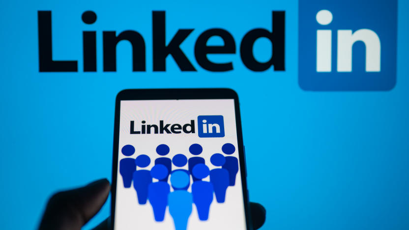 LinkedIn logo displayed on a smartphone with LinkedIn on screen seen in the background, in this photo illustration. On 16 October 2023, in Brussels, Belgium. (Photo by Jonathan Raa/NurPhoto via Getty Images)